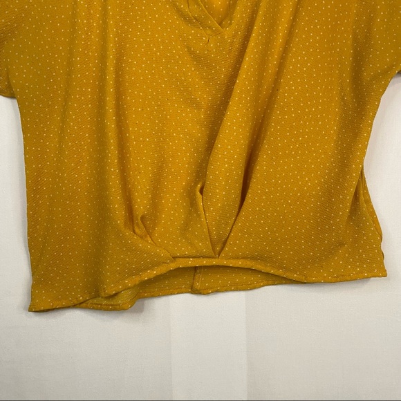 CURE Mustard Yellow White Polka Dot Retro Blouse Gathered Waist Size Medium - Picture 4 of 8
